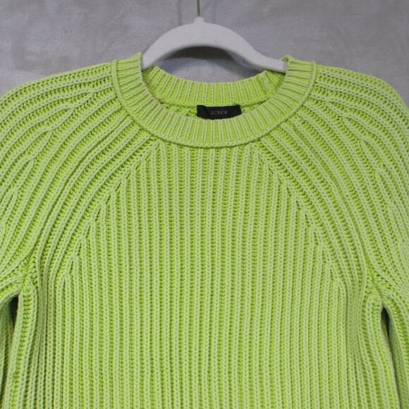 J. Crew Pear Green Ribbed Fisherman Mock Neck Sweater Cotton Blend Womens XXS - Picture 3 of 8